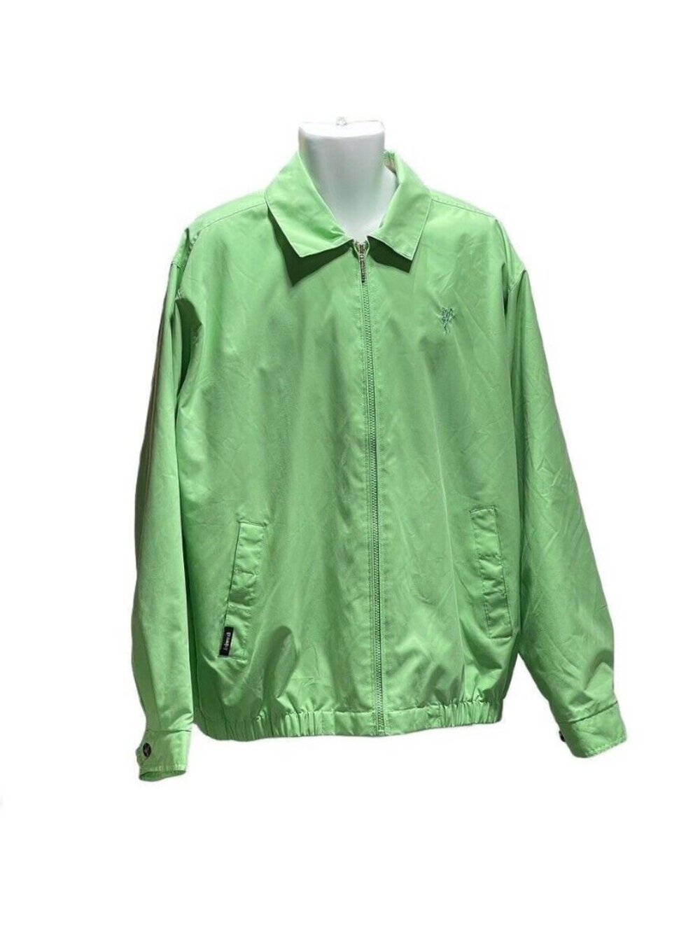 Ashworth Mens Green Windbreaker Jacket L Water Resistant Lightweight Zip Front